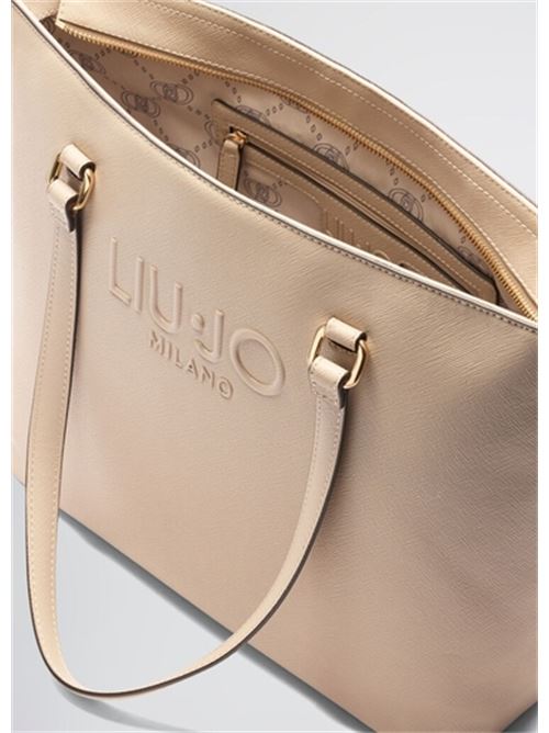 borsa donna shopping logo ecopelle beige LIU JO | AA5321-E008751308